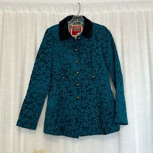 Free People teal mid-weight button-up coat